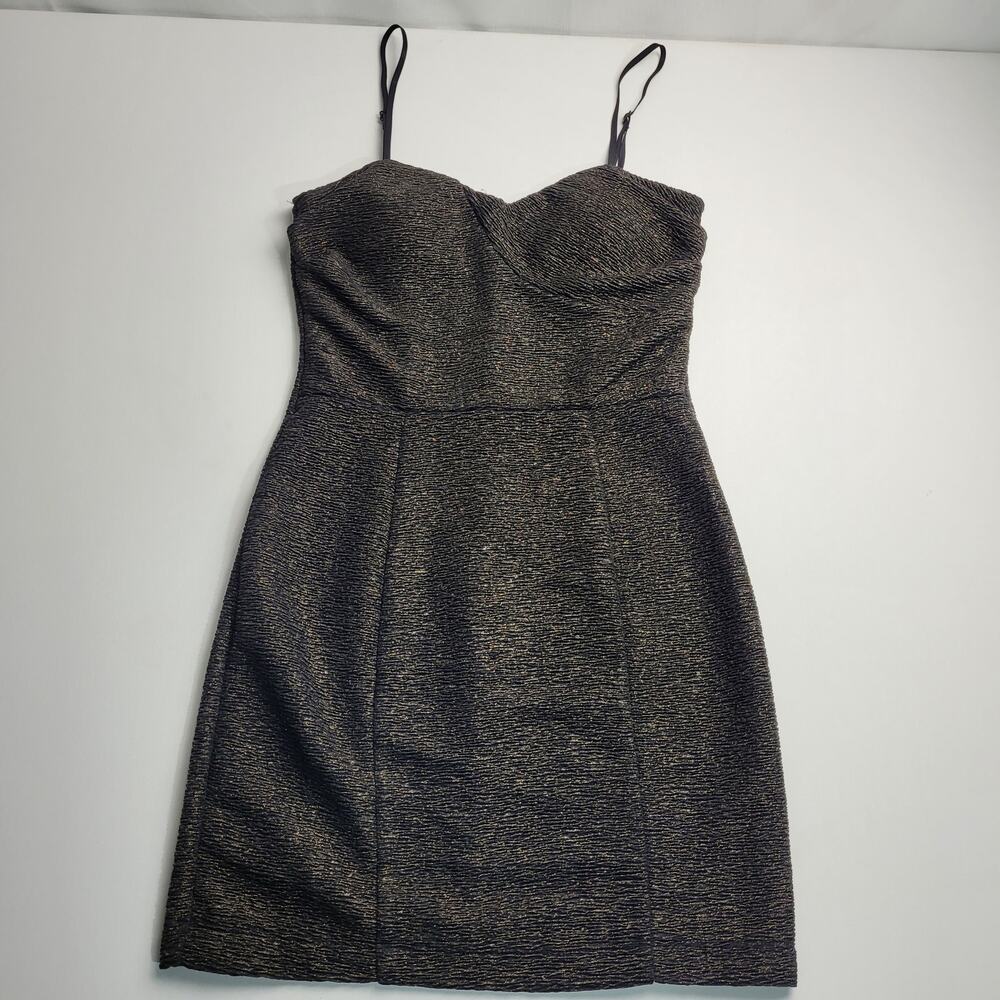 As U Wish Bustier Balconette Mini Dress Women's Small Black Crinkle Sleeveless